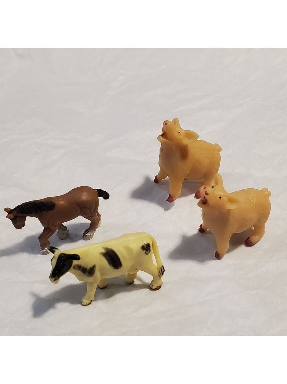 Miniature squishy farm animals lot of 4 cow horse pig replacements